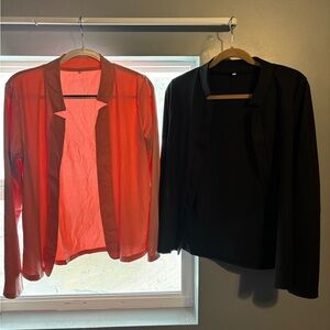 Source Unknown Lightweight Open-Front Jackets in Coral and Black